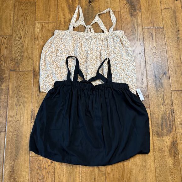 Old Navy Tops - Lot of 2 Old Navy Sz S Black Yellow Floral Boho Tie-Back Cami Swing Blouse NWT